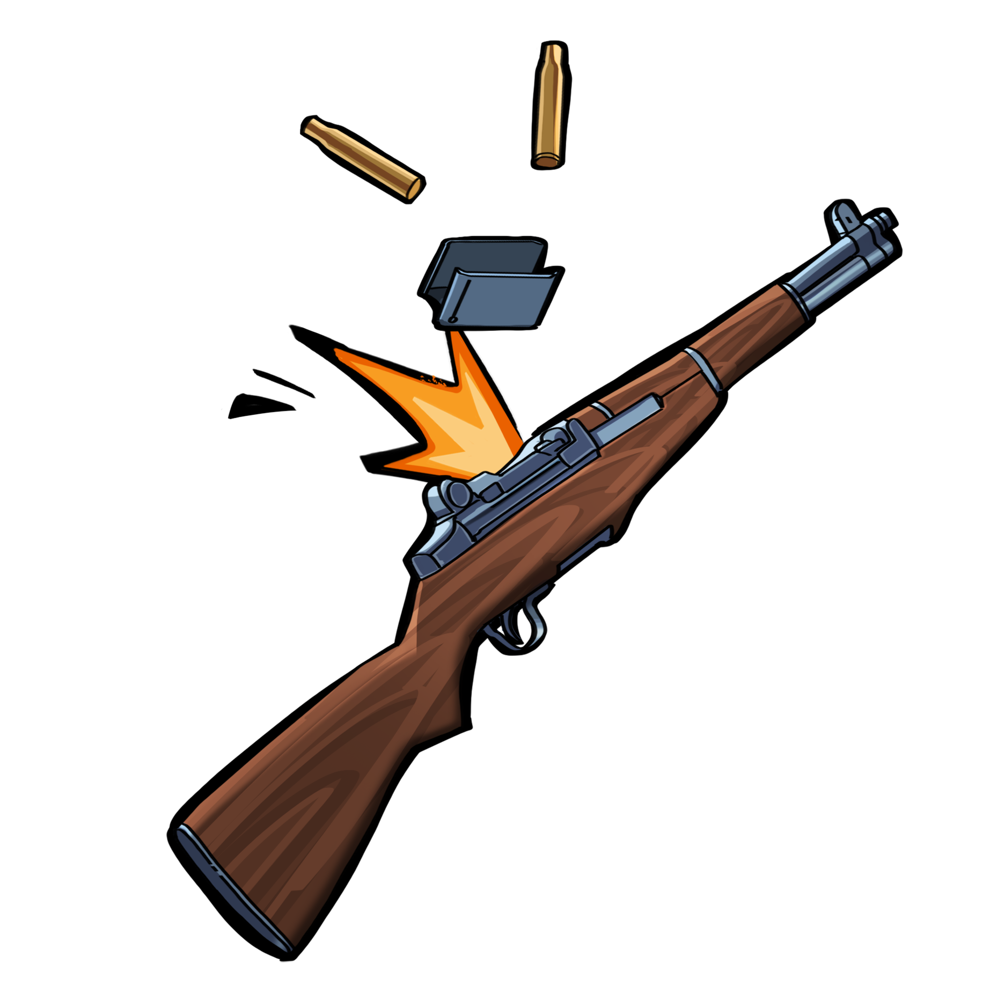 Stylized M1 Garand rifle sticker firing with its en-bloc clip ejecting, from Call of Duty: Mobile